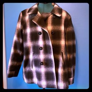 Black and White Flannel Peacoat